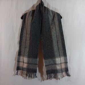 Foxford Gray Lambswool Scarf Plaid Ireland Mens Womens Unisex